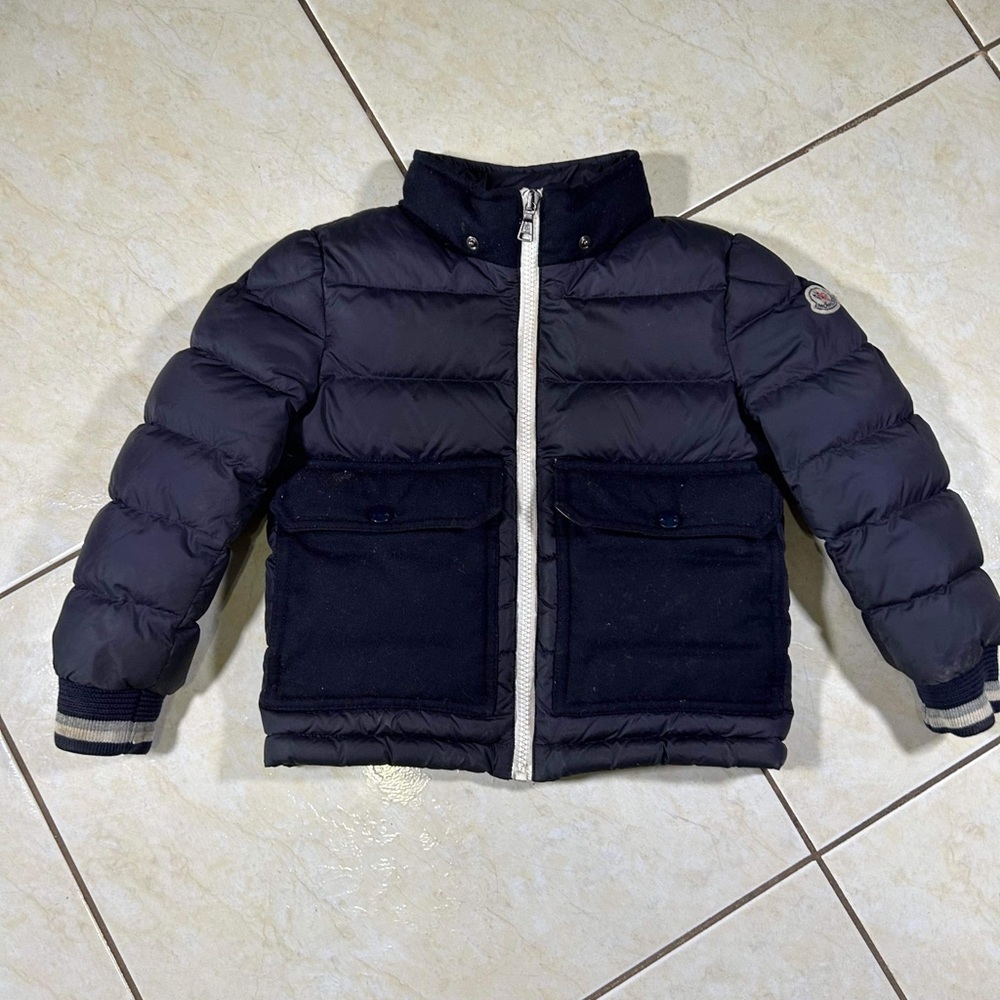 Moncler Kids Puffer Jacket - Navy and White